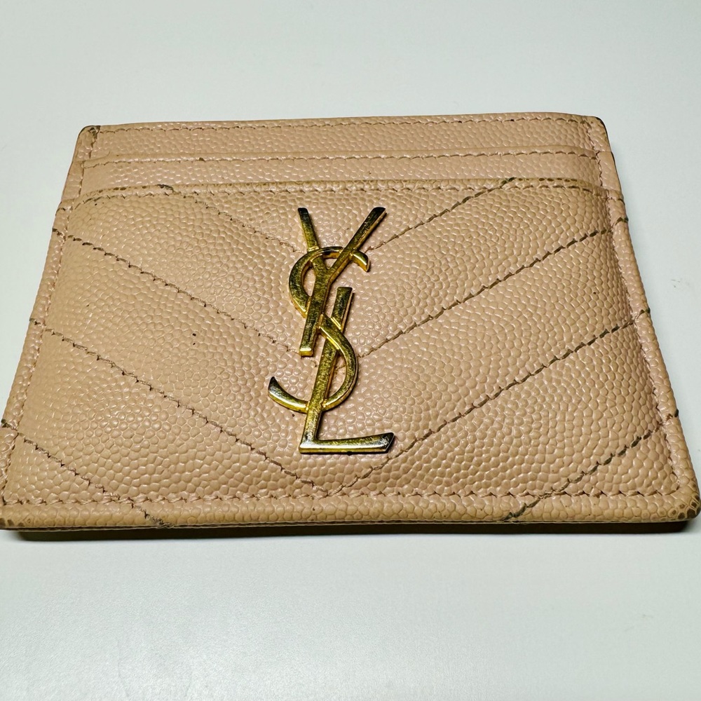 Saint Laurent Card Case Holder, Light Pink, Used
